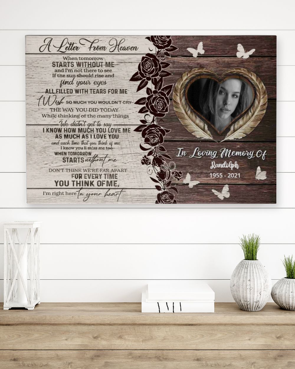 Personalized Custom A Letter From Heaven Memorial Canvas Art FC79 Ready To Hang Landscape Canvas white 14x11in