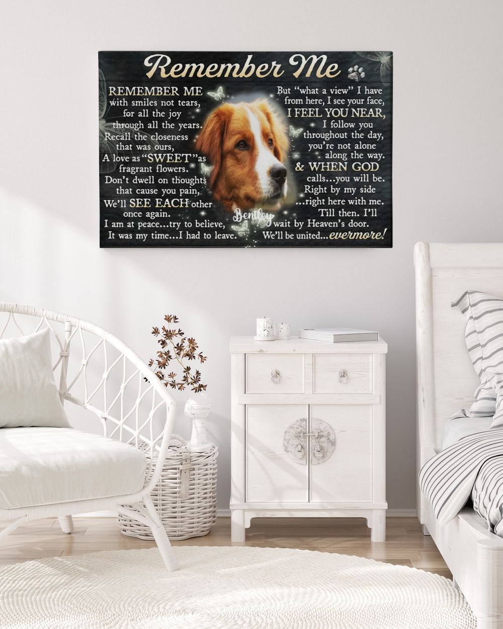 Personalized Custom Remember Me Dog Cat Pet Memorial Canvas Art Poster DC22 Ready To Hang Landscape Canvas white 14x11in