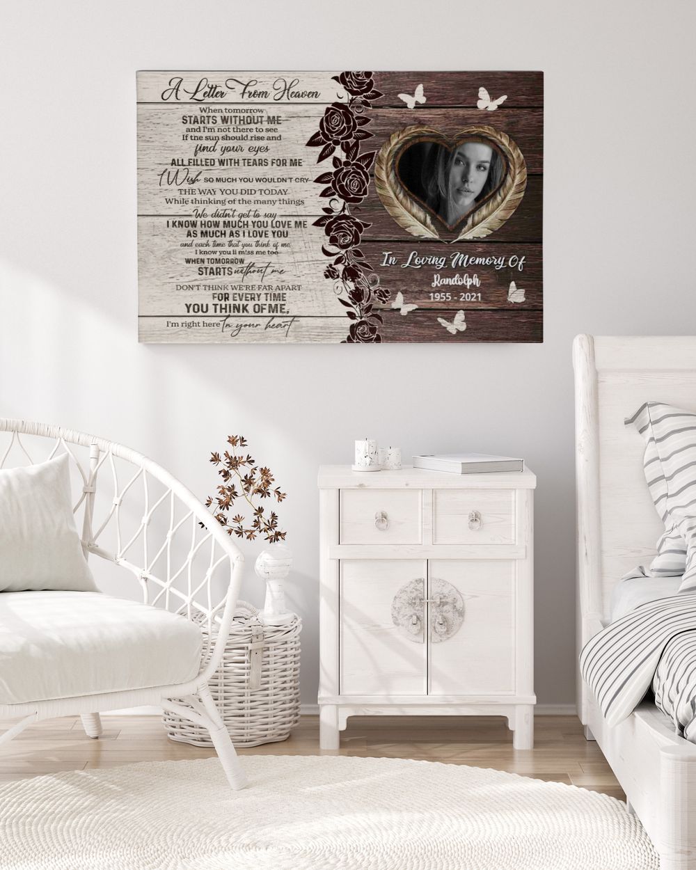 Personalized Custom A Letter From Heaven Memorial Canvas Art FC79 Ready To Hang Landscape Canvas white 14x11in