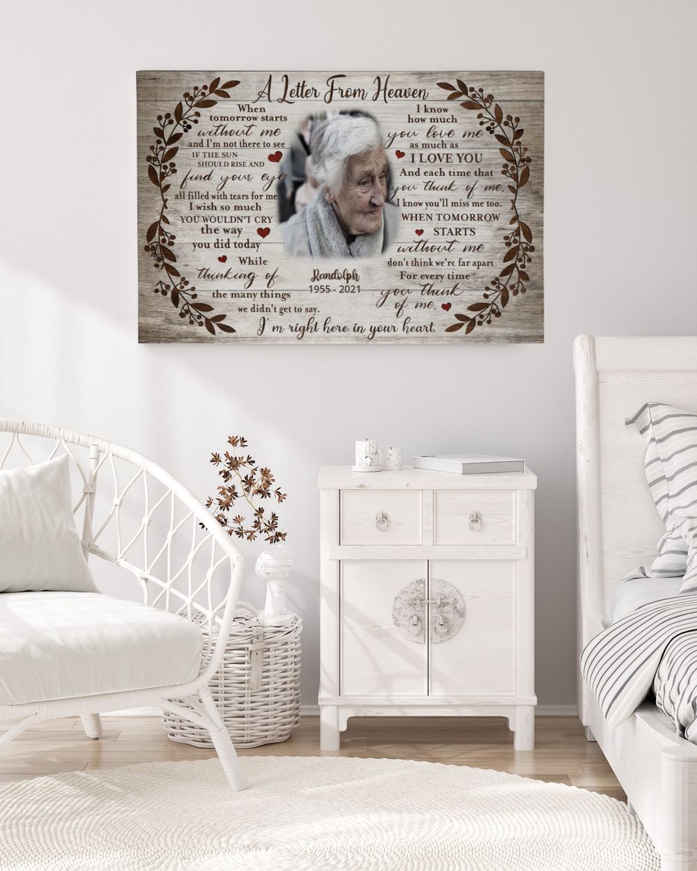 Personalized Custom A Letter From Heaven Memorial Canvas Art FC80 Ready To Hang Landscape Canvas white 14x11in