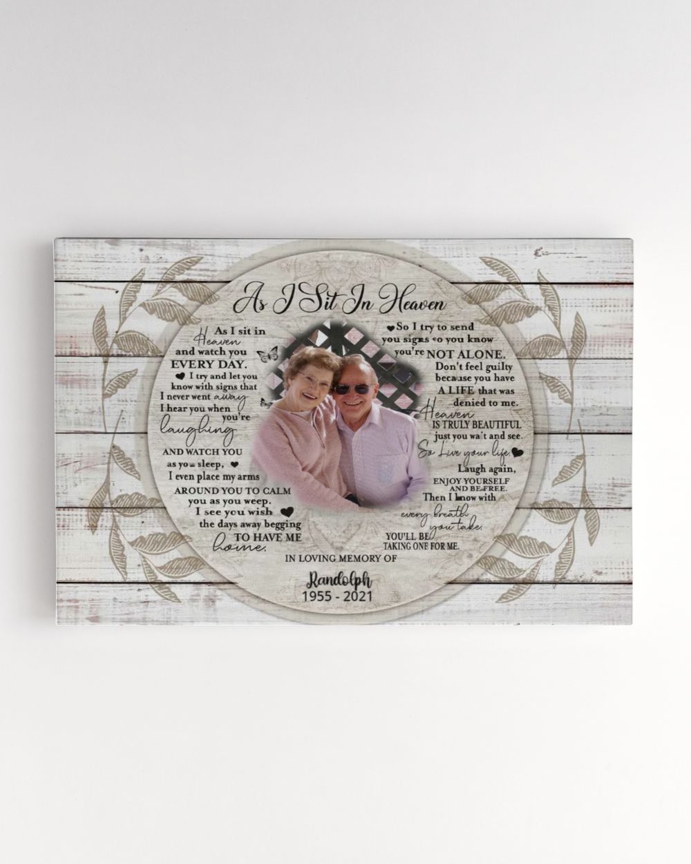 Personalized Custom As I Sit In Heaven With Photo Memorial Canvas Art FC53 Ready To Hang Landscape Canvas white 14x11in