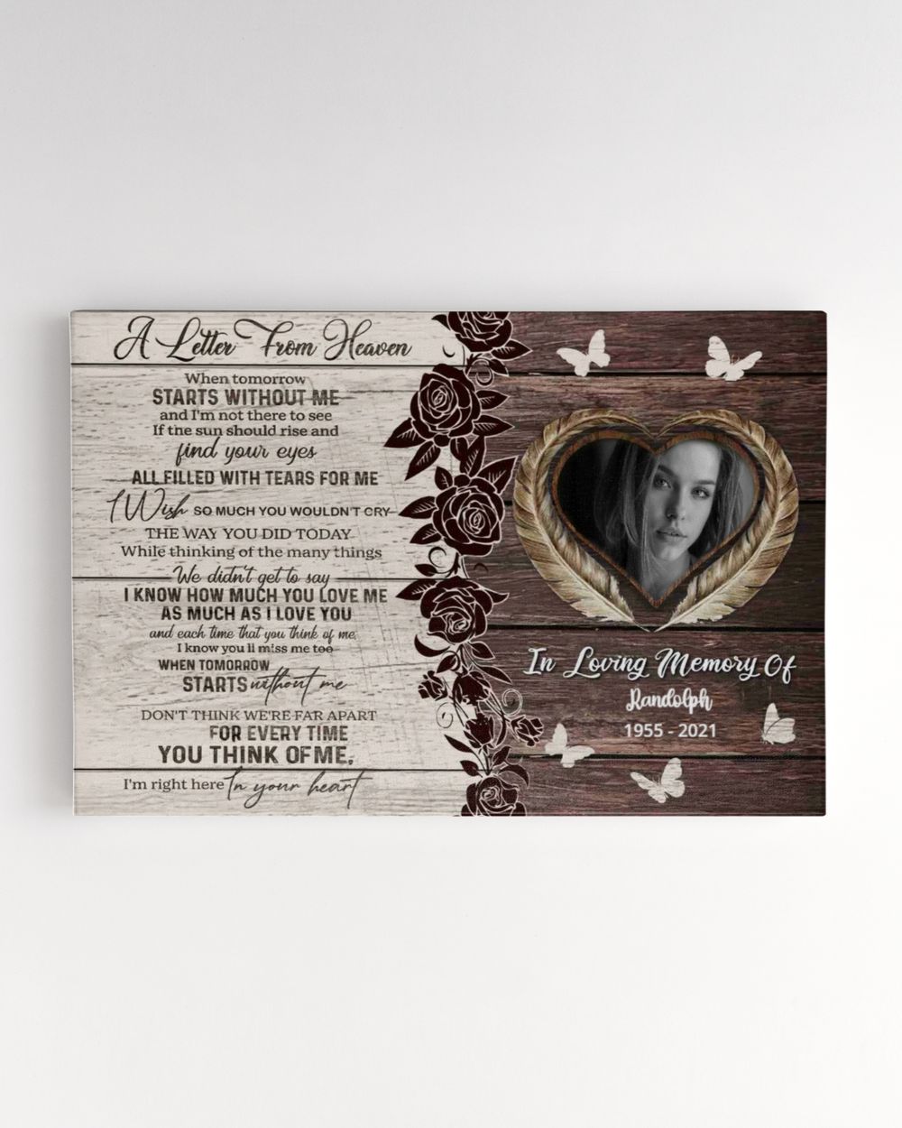 Personalized Custom A Letter From Heaven Memorial Canvas Art FC79 Ready To Hang Landscape Canvas white 14x11in