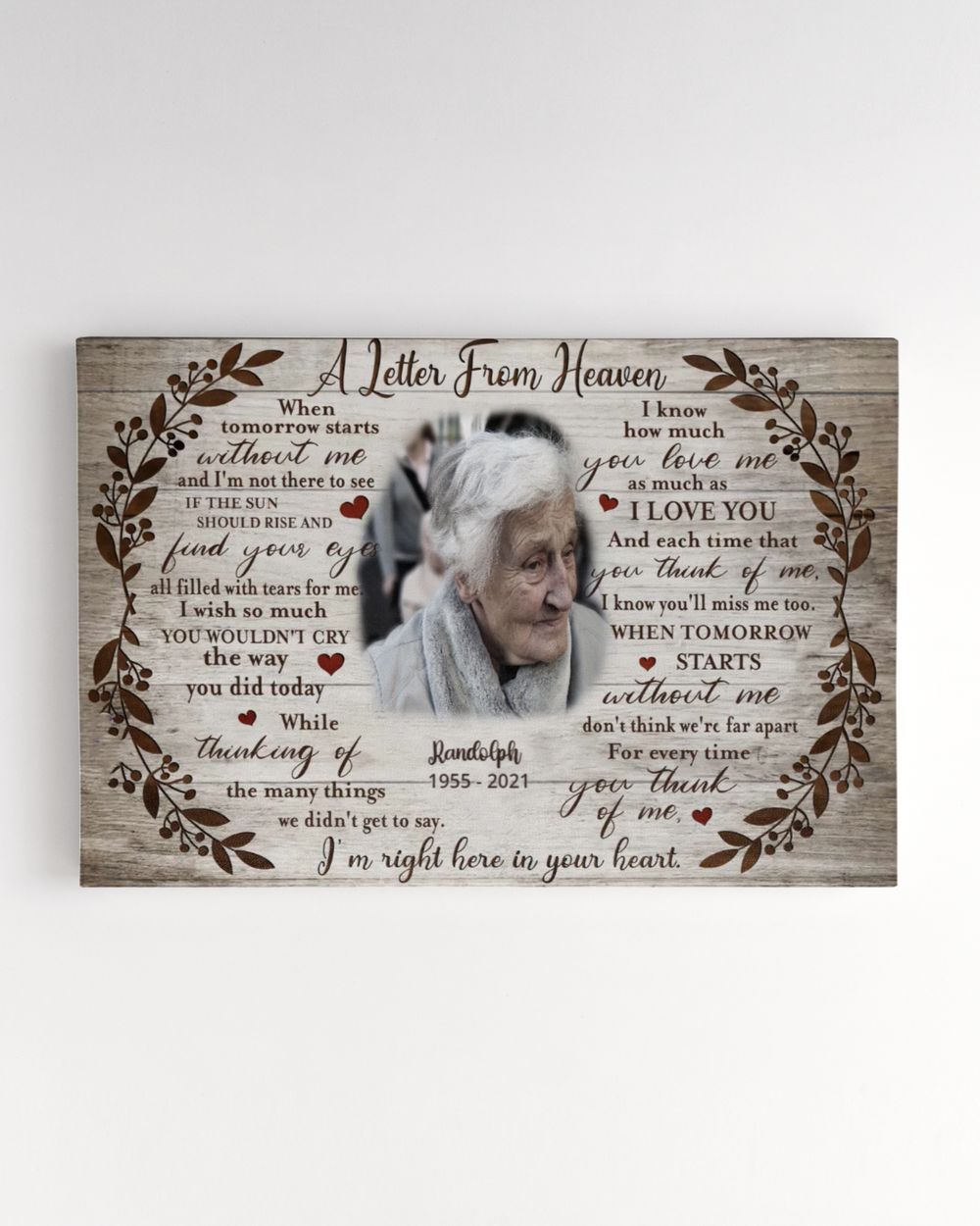 Personalized Custom A Letter From Heaven Memorial Canvas Art FC80 Ready To Hang Landscape Canvas white 14x11in
