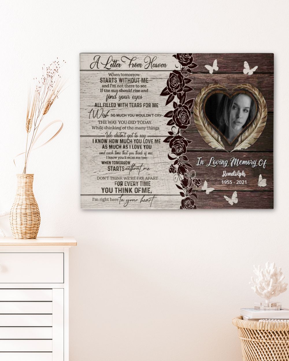 Personalized Custom A Letter From Heaven Memorial Canvas Art FC79 Ready To Hang Landscape Canvas white 14x11in