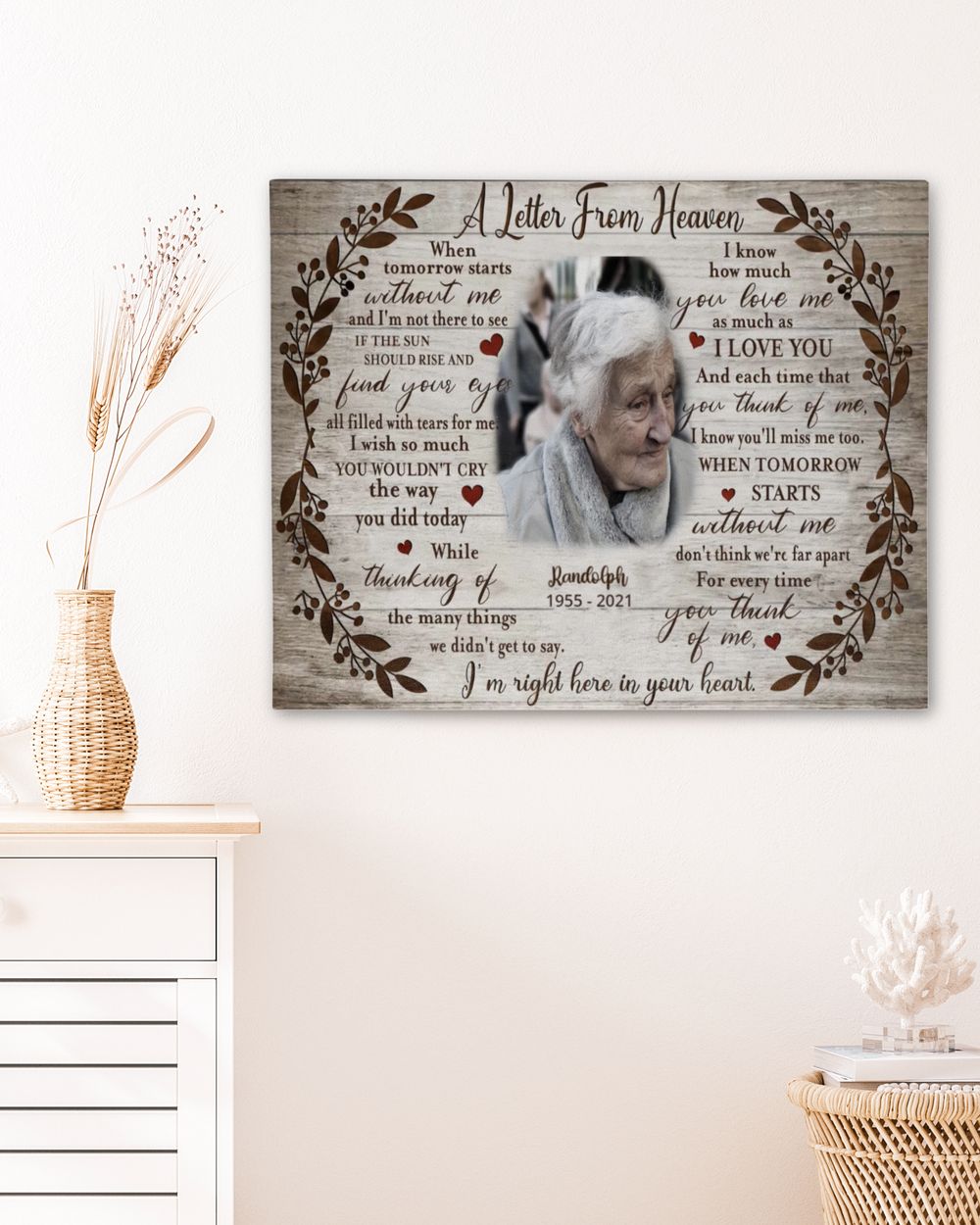 Personalized Custom A Letter From Heaven Memorial Canvas Art FC80 Ready To Hang Landscape Canvas white 14x11in