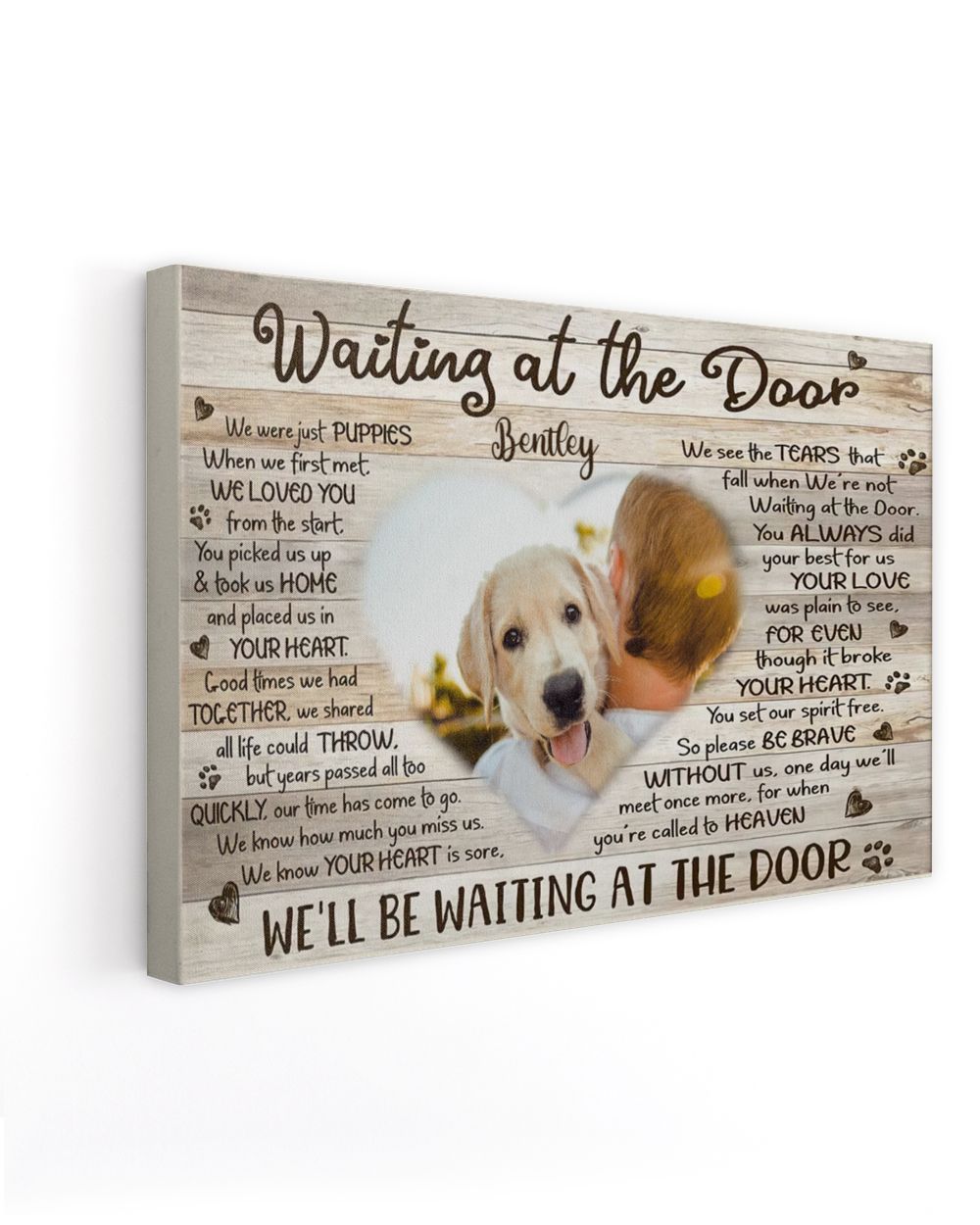 Personalized Custom Waiting At The Door Pet Dog Cat Memorial Canvas Art Poster TTH 001 Ready To Hang Landscape Canvas white 14x11in