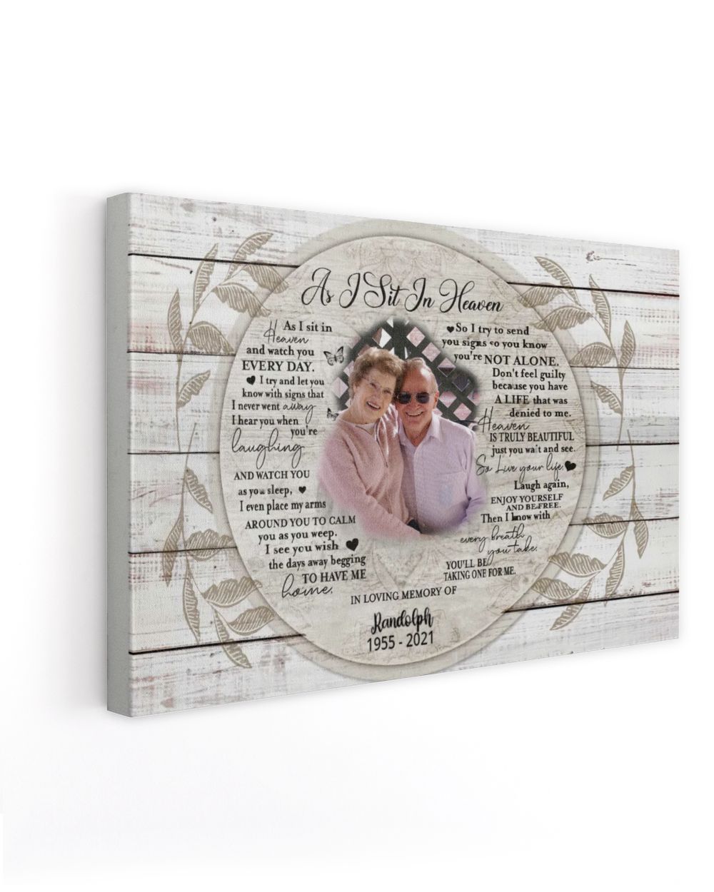 Personalized Custom As I Sit In Heaven With Photo Memorial Canvas Art FC53 Ready To Hang Landscape Canvas white 14x11in