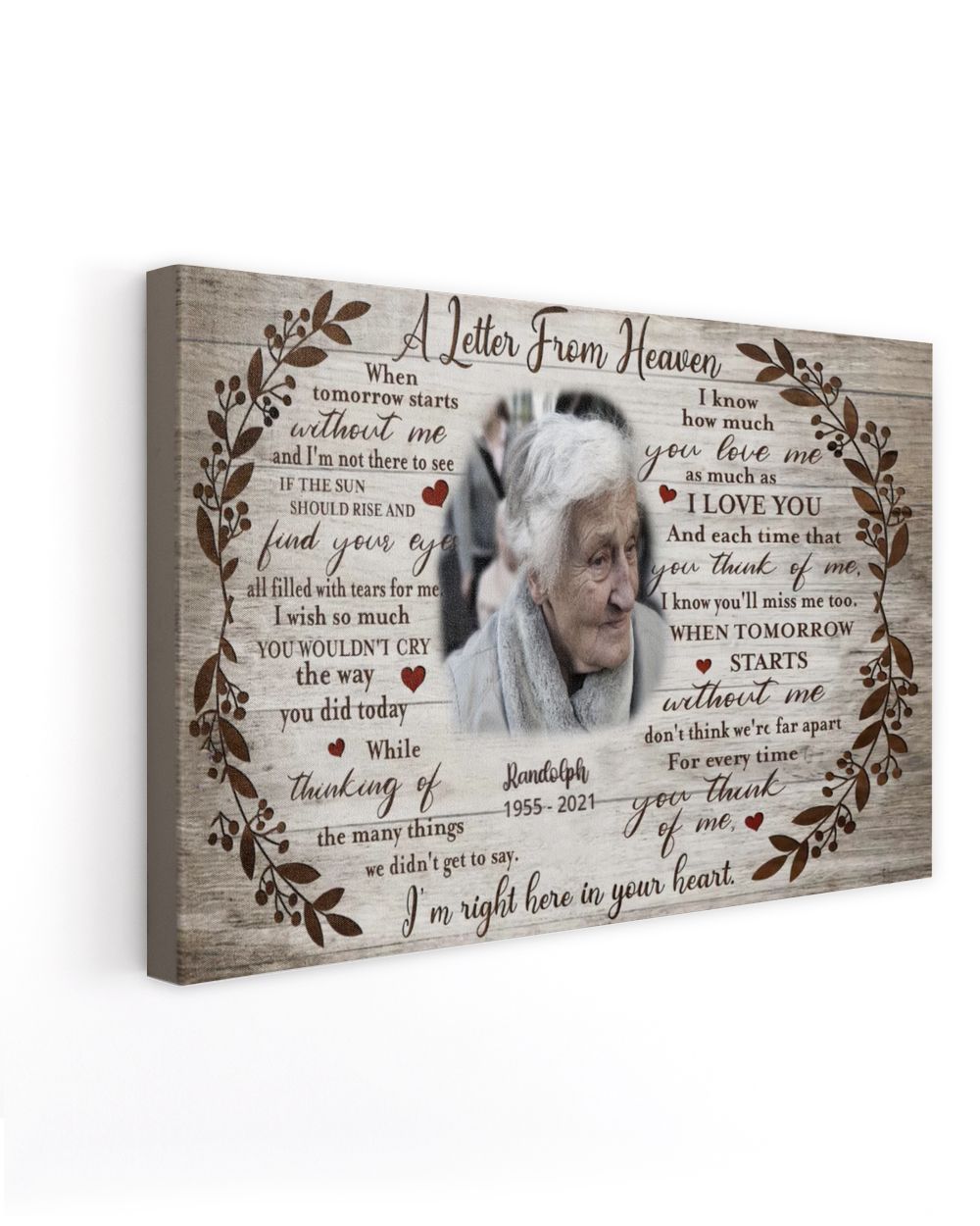 Personalized Custom A Letter From Heaven Memorial Canvas Art FC80 Ready To Hang Landscape Canvas white 14x11in