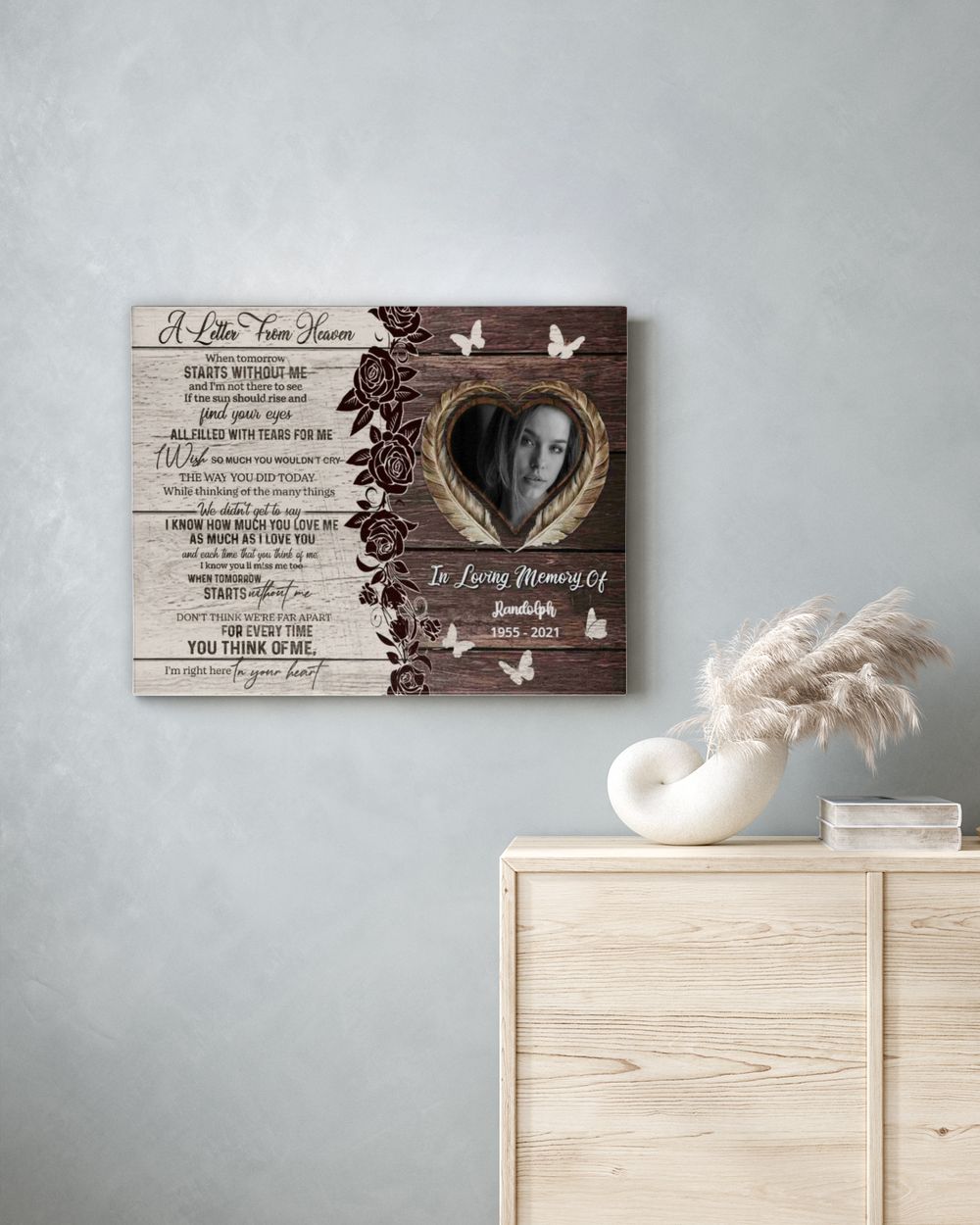 Personalized Custom A Letter From Heaven Memorial Canvas Art FC79 Ready To Hang Landscape Canvas white 14x11in