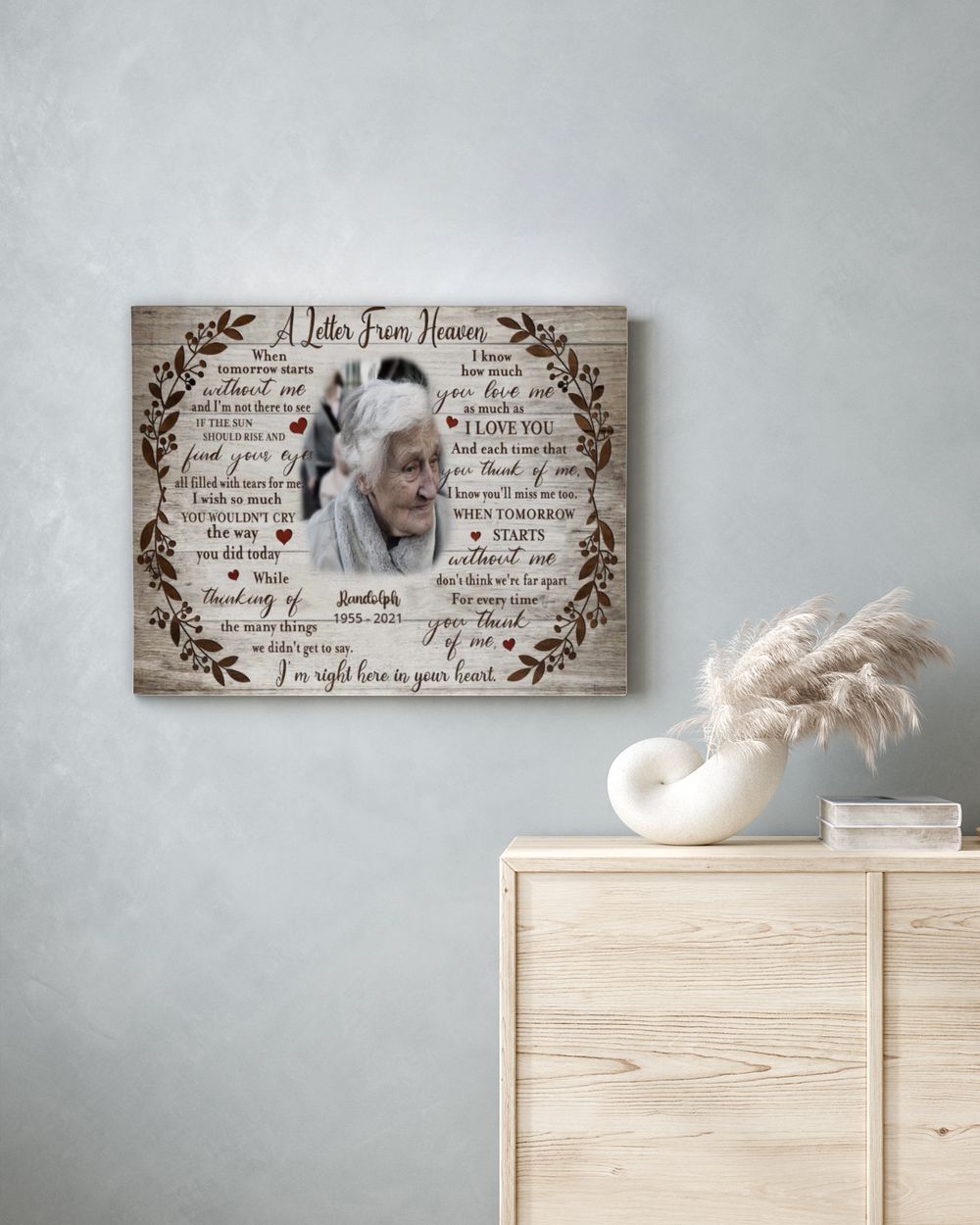 Personalized Custom A Letter From Heaven Memorial Canvas Art FC80 Ready To Hang Landscape Canvas white 14x11in