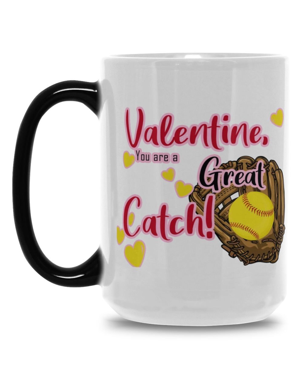 Valentine Mug- For Softball Lovers- Softball Mug Gifts Magic Mug 15oz white 15oz