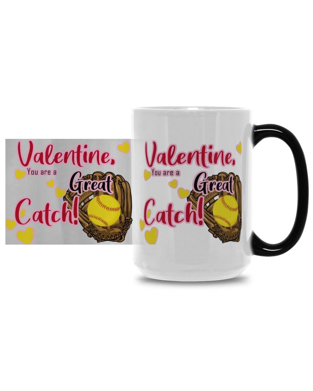 Valentine Mug- For Softball Lovers- Softball Mug Gifts Magic Mug 15oz white 15oz