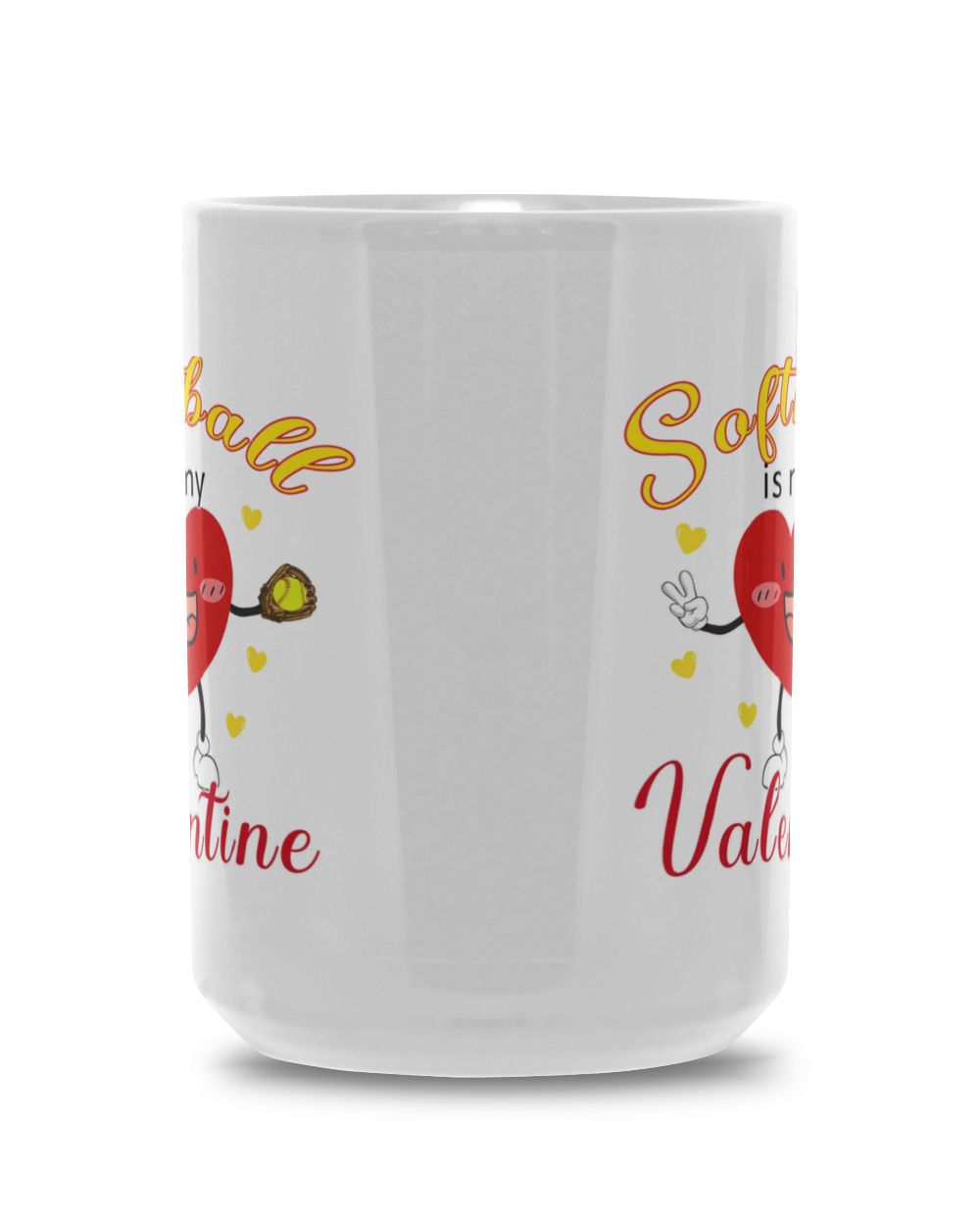 Softball Is My Valentine Mug- Valentine Mugs- Softball Mugs Magic Mug 15oz white 15oz
