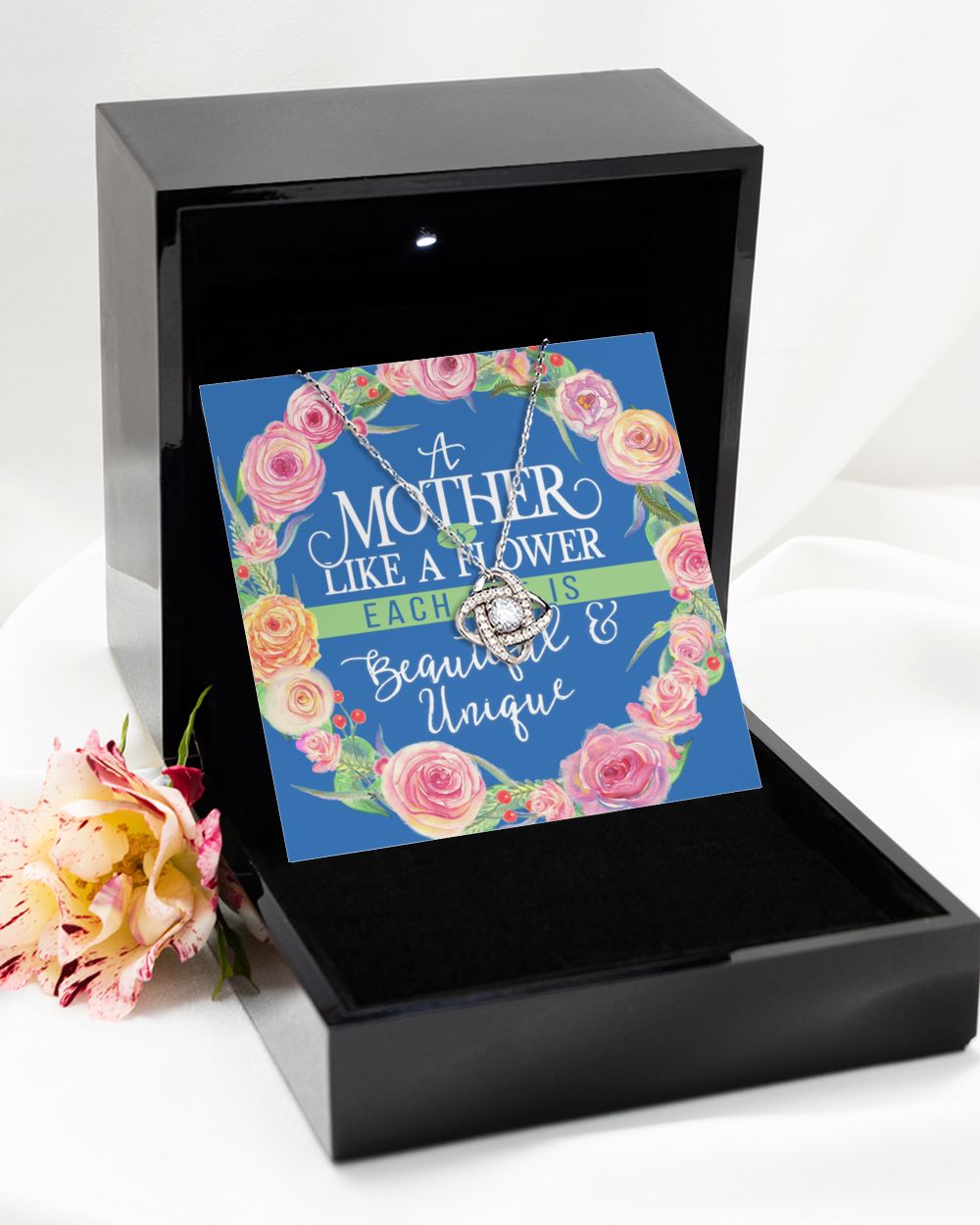 A mother like a flower Love Knot Silver Necklace no-gift-wrap standard-box