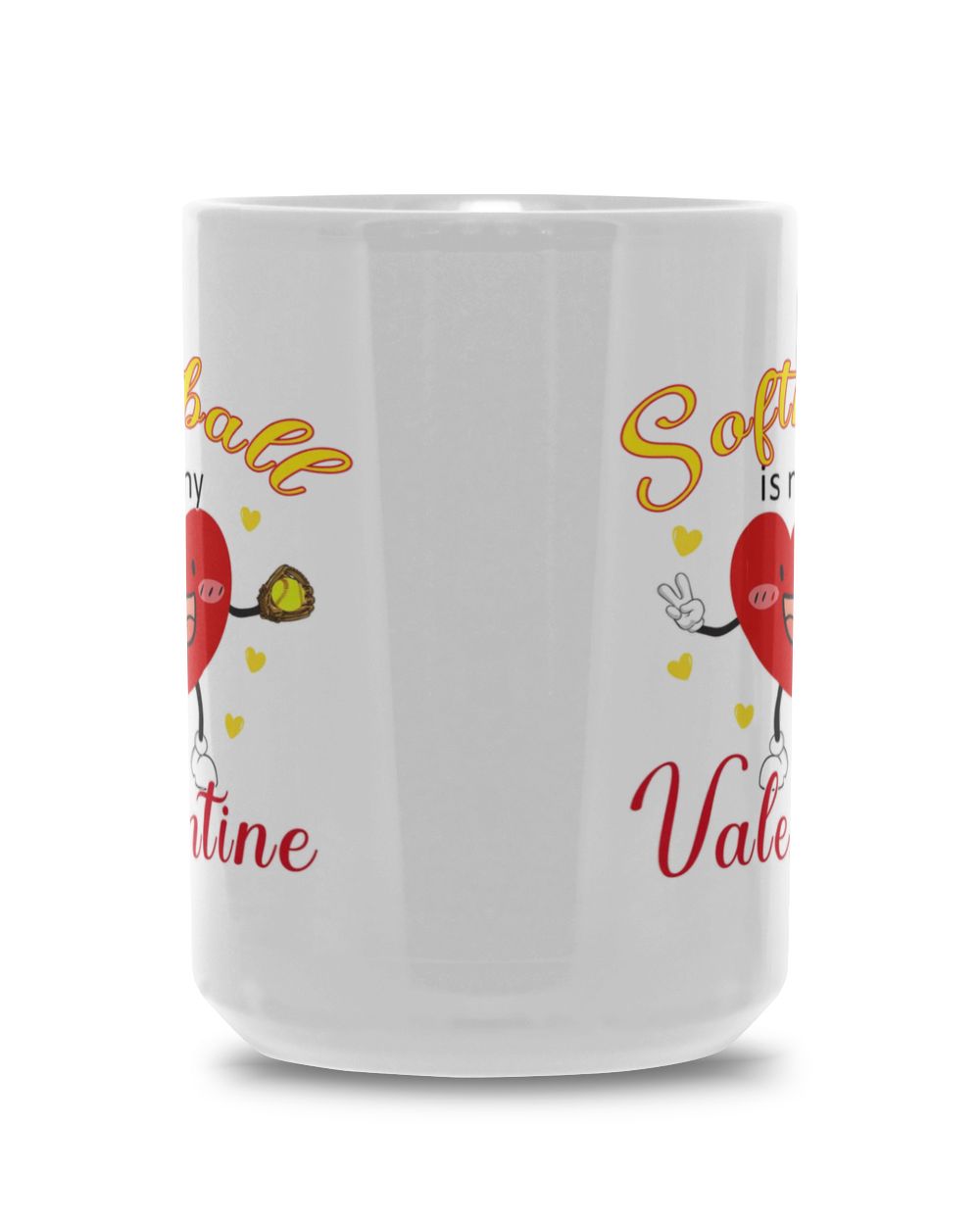 Softball Is My Valentine Mug- Valentine Mugs- Softball Mugs White Mug 15oz white 15oz