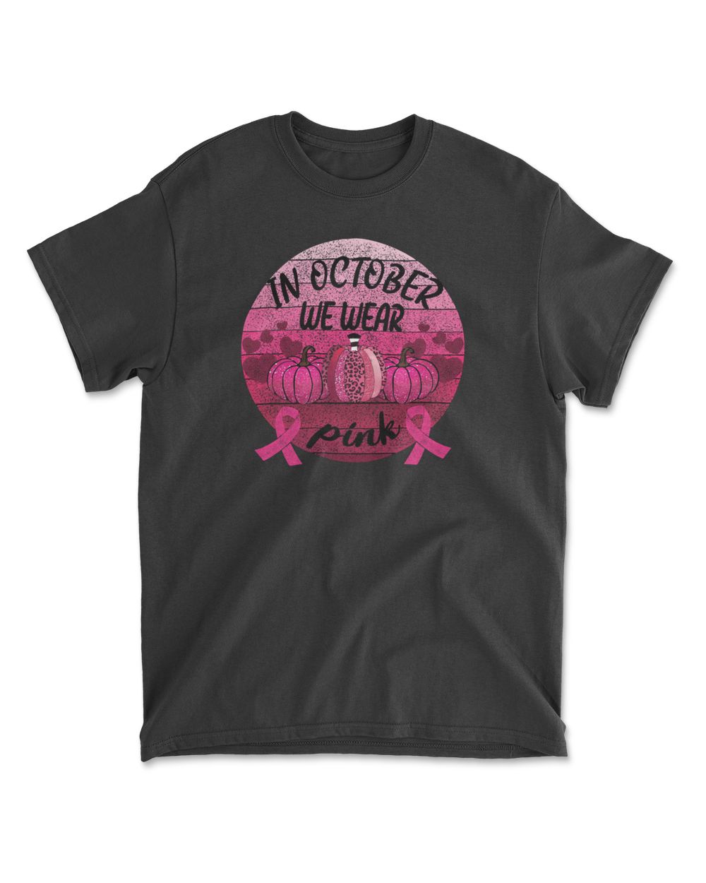 Breast Cancer In October we wear pink breast cancerretro vintage pink 603 pink ribbon Men's Standard T-Shirt black s