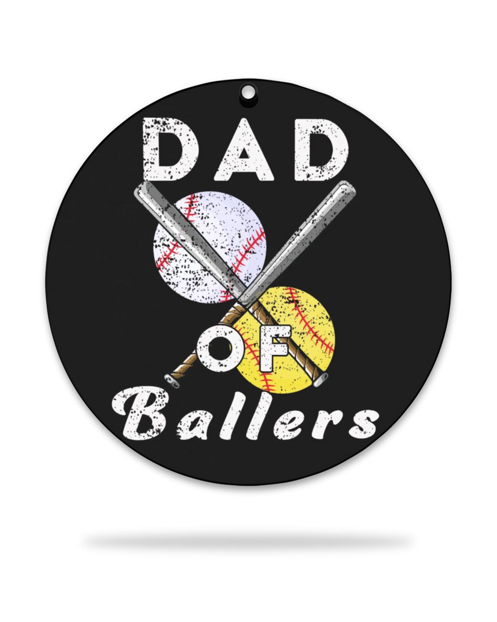 Dad Of Ballers Ornaments- Softball Ornament- Baseball Ornament- Christmas Decor Circle Aluminium Ornament white one-side single