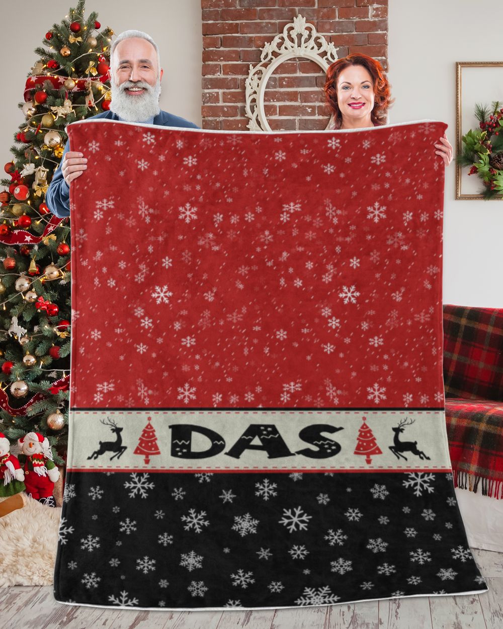 Personalized Christmas Blanket, Xmas Holiday Blanket, Custom Soft Cozy Sherpa Fleece Throw Blankets, Christmas Gift for Fbus00289 Das XMASBL03 Premium Mink Sherpa Blanket (60x80in) white 60x80in