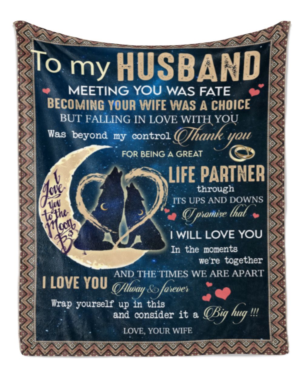 Special gift for Husband Cozy Plush Fleece Blanket (50x60in) white 50x60in