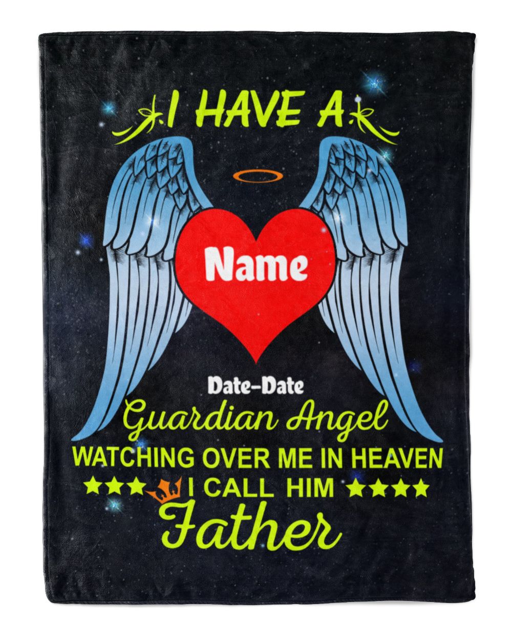 PERSONALIZATION - Blanket - In Memory loving - My Father Is My Guardian Angel Cozy Plush Fleece Blanket (30x40in) black 30x40in