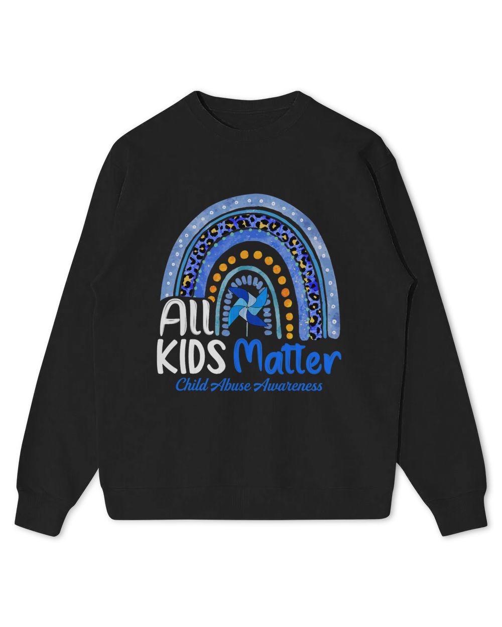 Retro Rainbow All KidsMatter Pinwheel Child Abuse Awareness Kids Standard Sweatshirt black xs