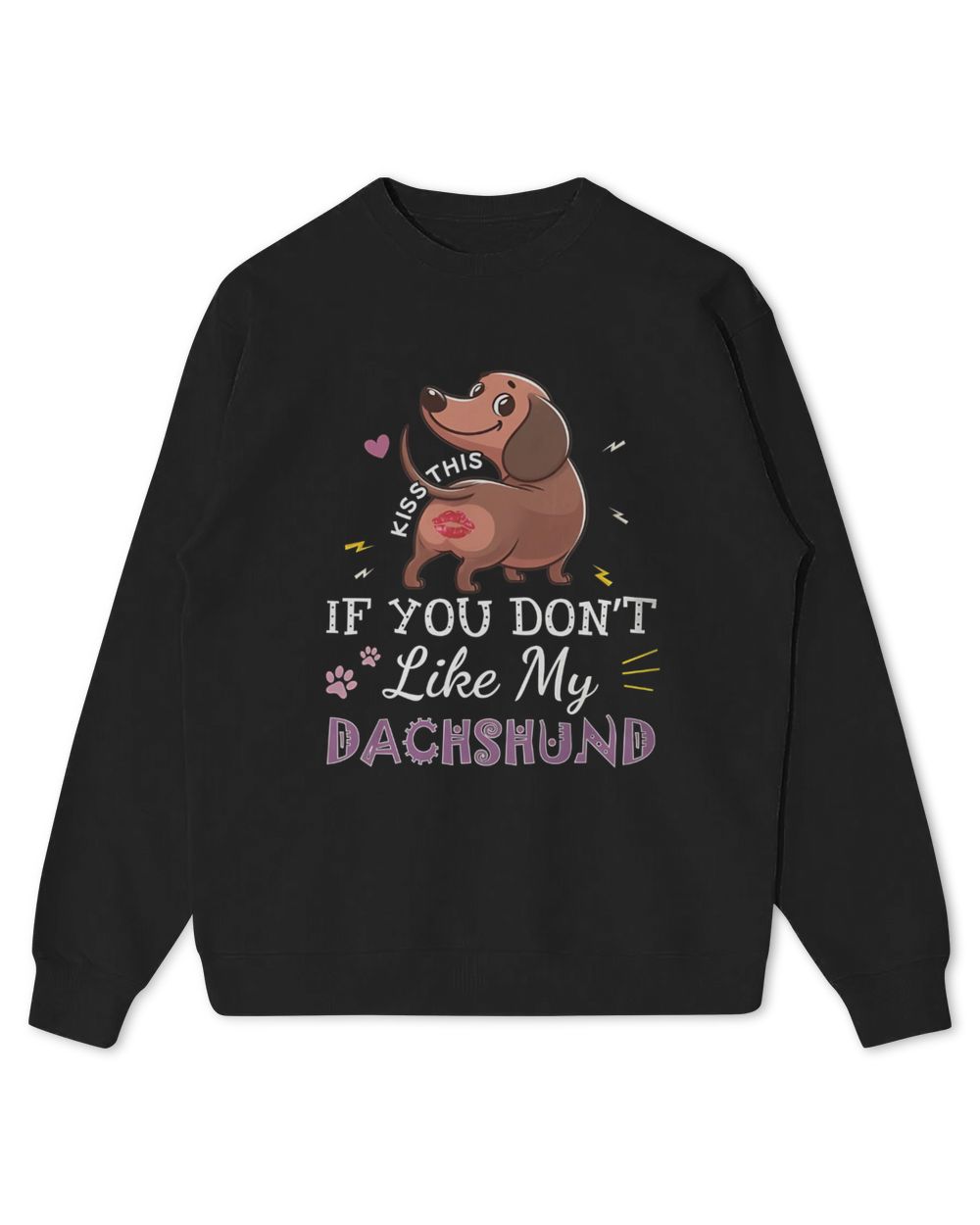 Dachshund Kiss This Kids Standard Sweatshirt black xs