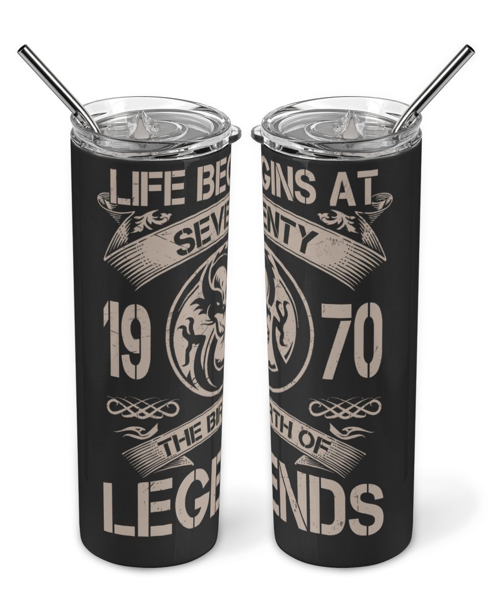 Life Begins At 1970 The Birth Of Legends USA18 Skinny Tumbler black 20oz