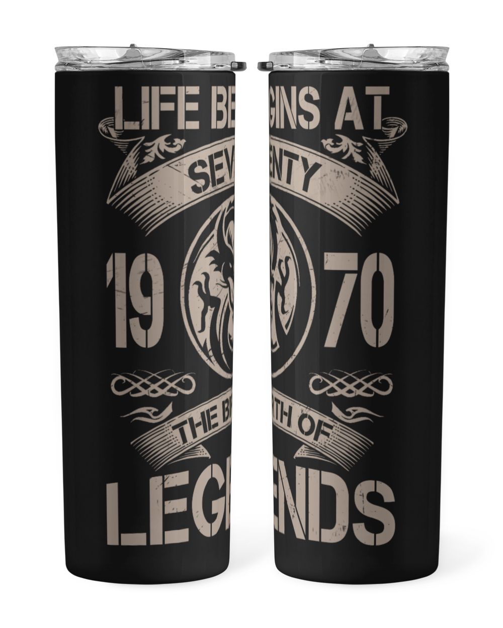 Life Begins At 1970 The Birth Of Legends USA18 Skinny Tumbler black 20oz
