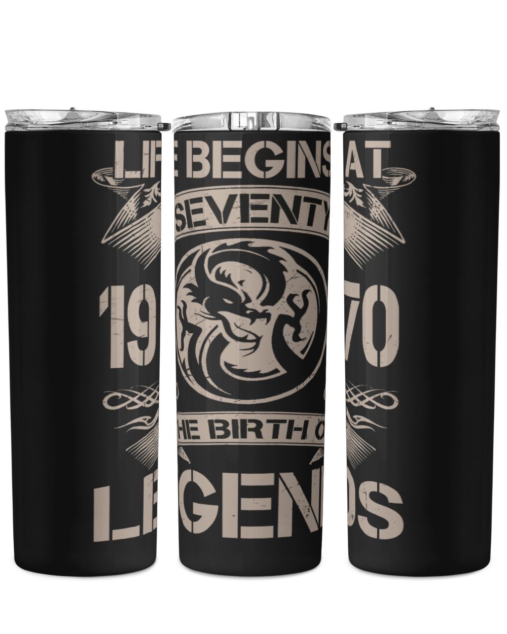 Life Begins At 1970 The Birth Of Legends USA18 Skinny Tumbler black 20oz