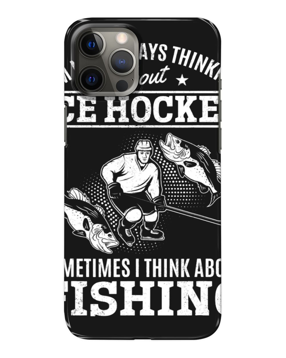 Fishing Ice Hockey Player Playing Hockey and Fishing Fisher