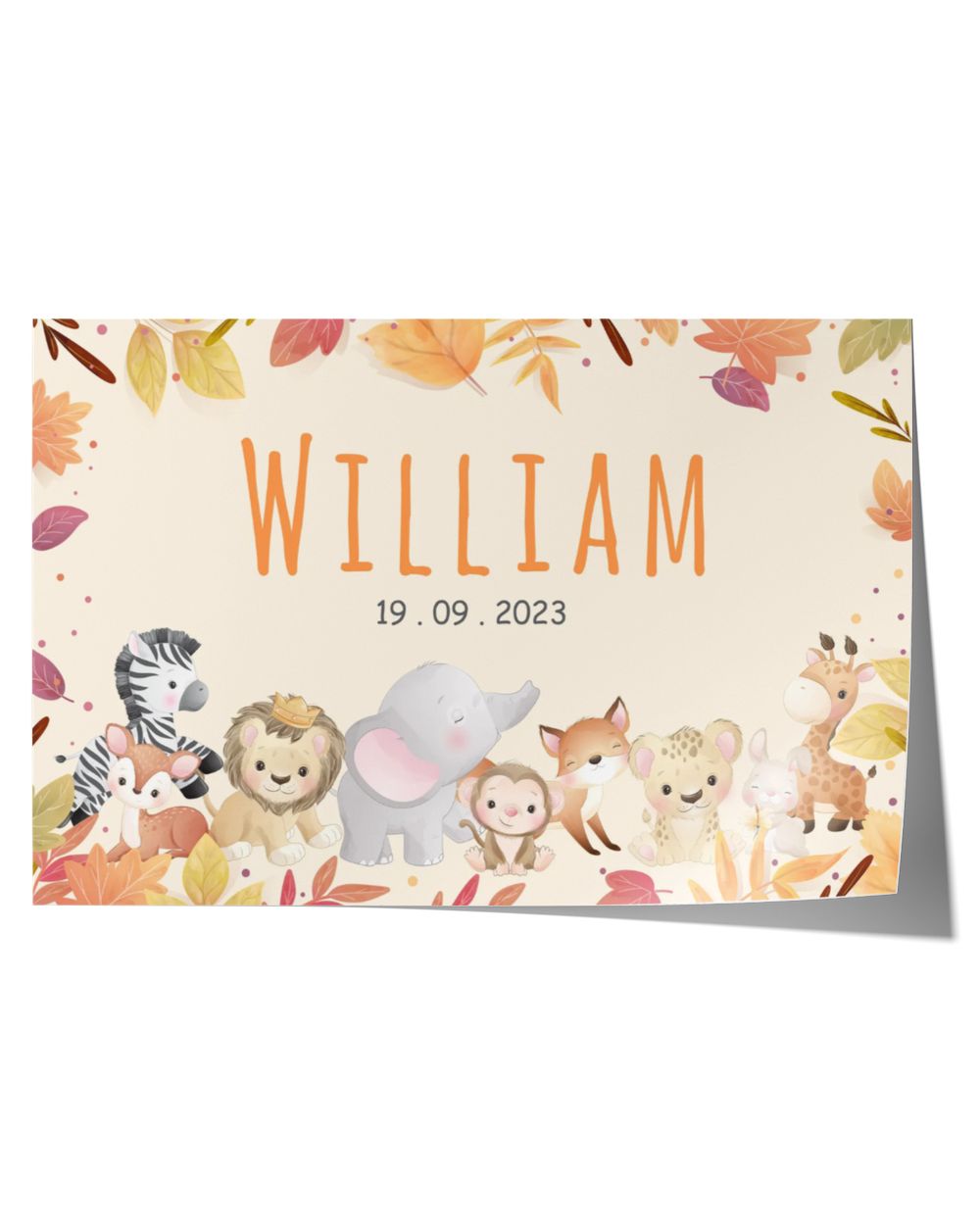 Custom Nursery Name Print Satin Landscape Poster white 18x12in