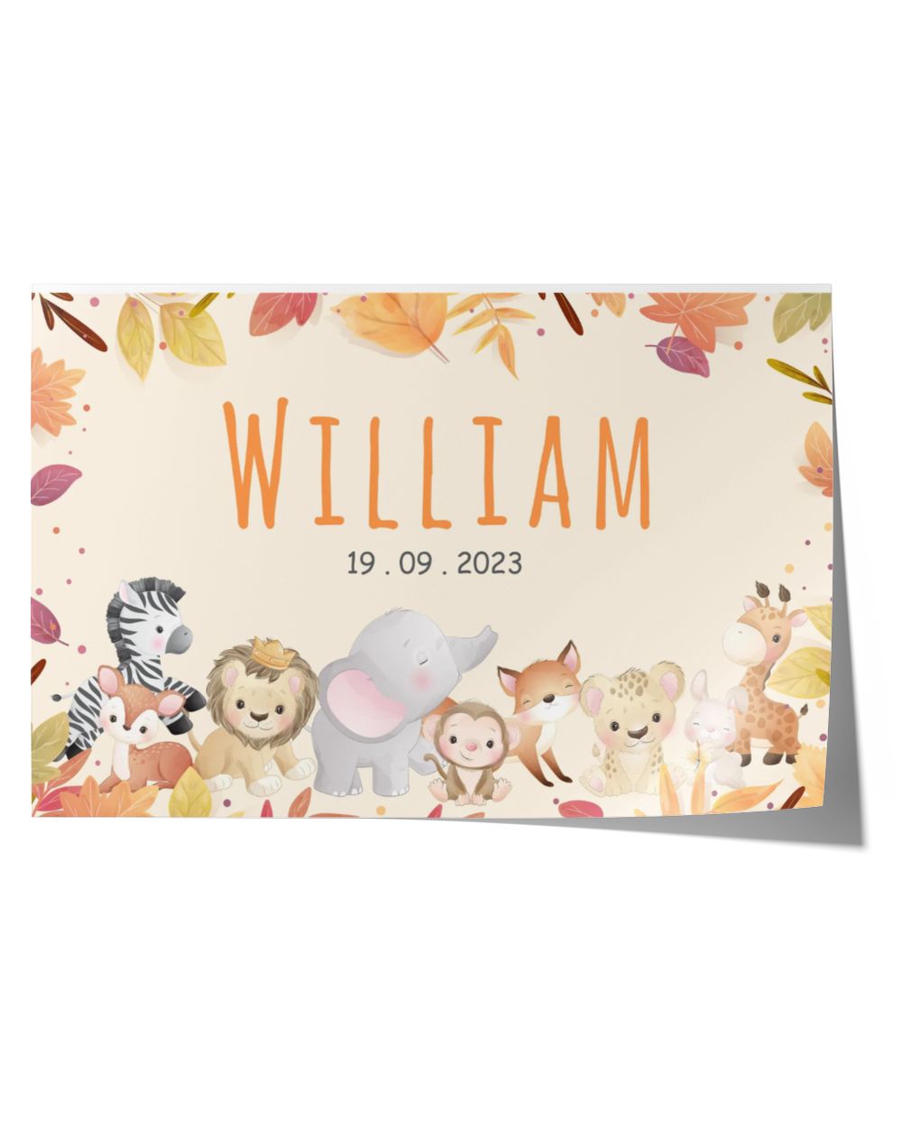 Custom Nursery Name Print Satin Landscape Poster white 18x12in