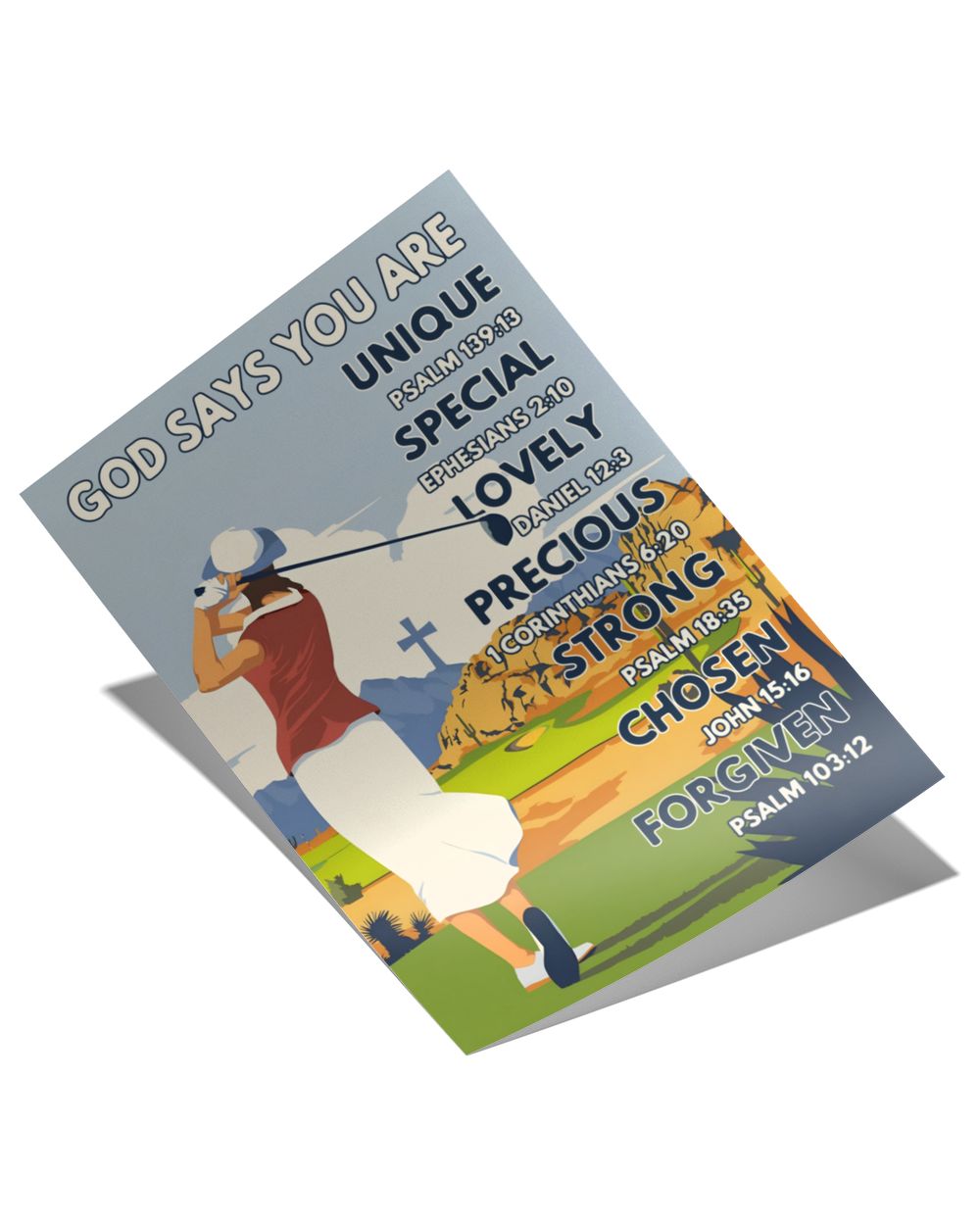 God says you are - Golf woman Satin Portrait Poster