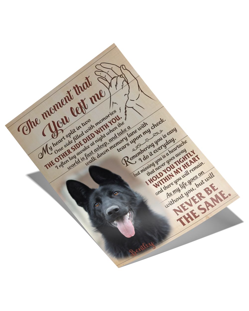 Personalized Custom Dog Pet Memorial Canvas DC17 Satin Portrait Poster white 12x18in