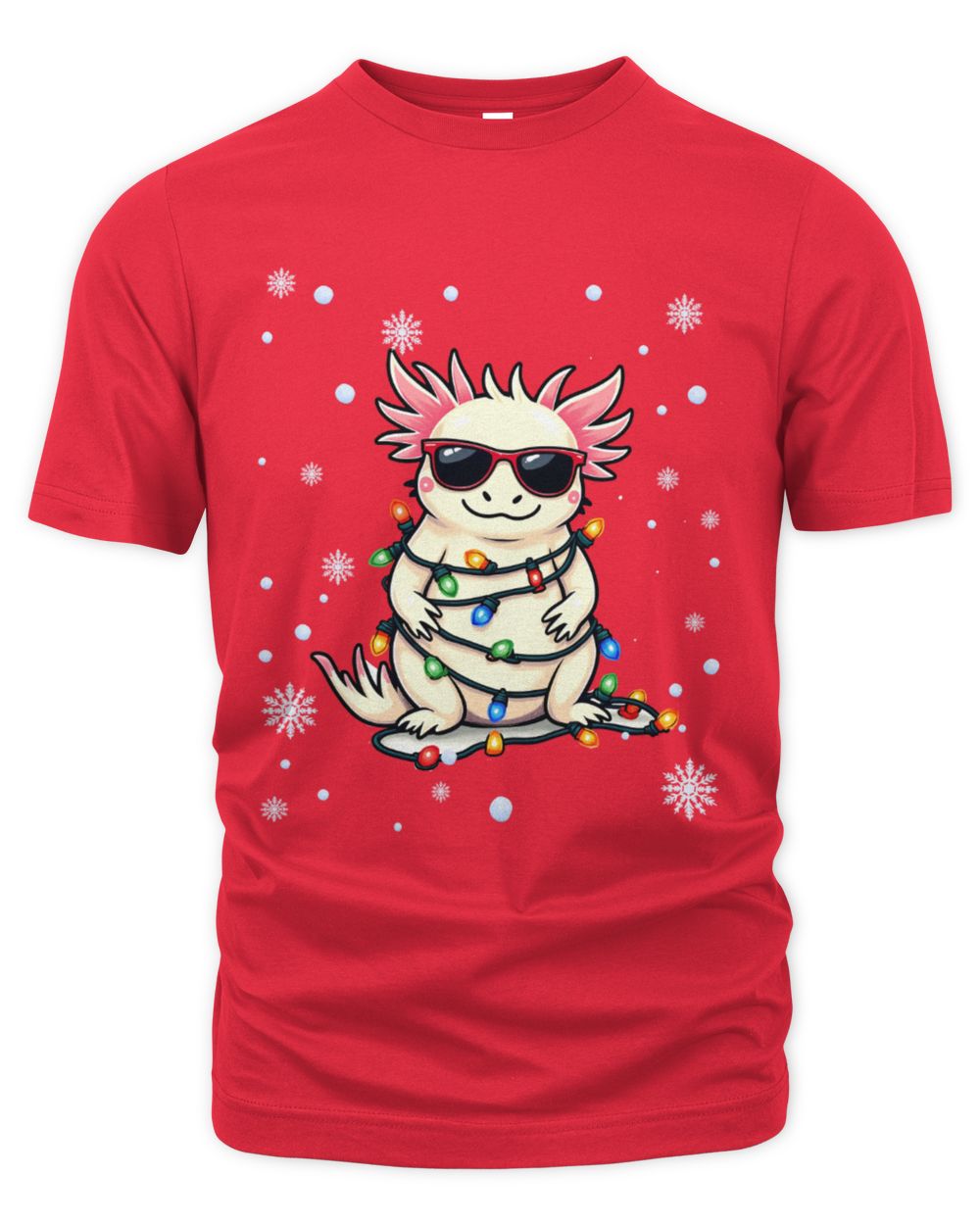 Dabbing Axolotl Christmas Lights The Organic Unisex T-shirt red s