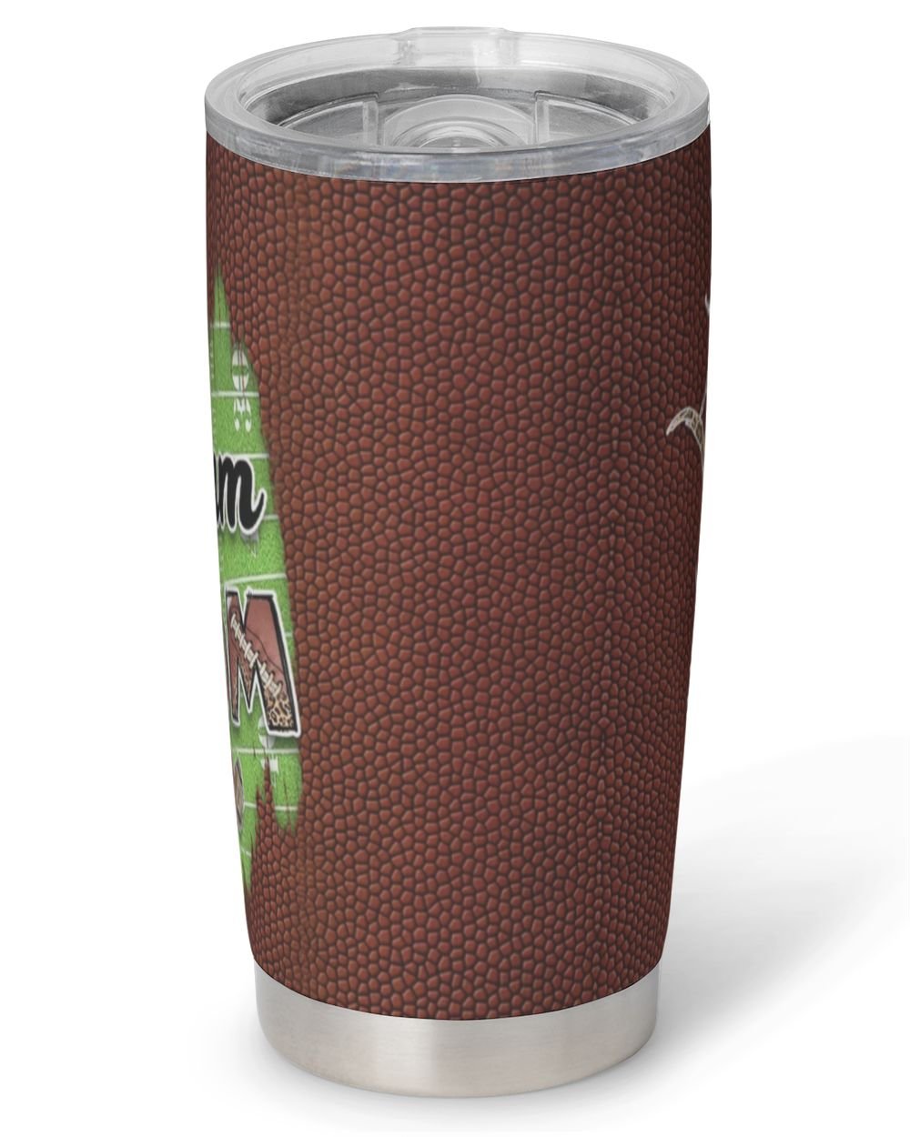 Flag Football Mom Tumbler - My Heart Is On That Field Full Printed Stainless Steel Tumbler (20oz) white 20oz