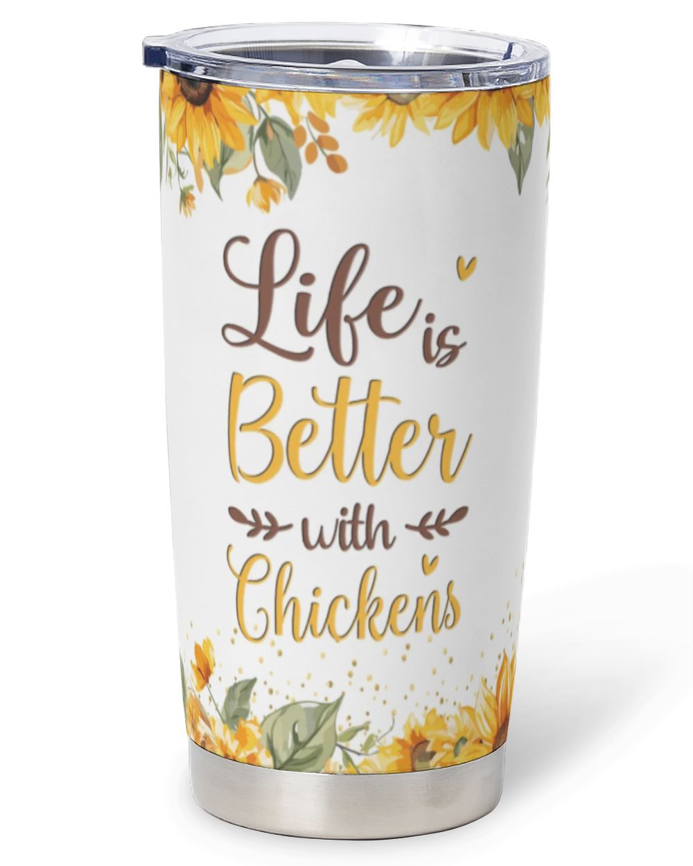 Personalized Life Is Better With Chickens Full Printed Stainless Steel Tumbler (20oz) white 20oz