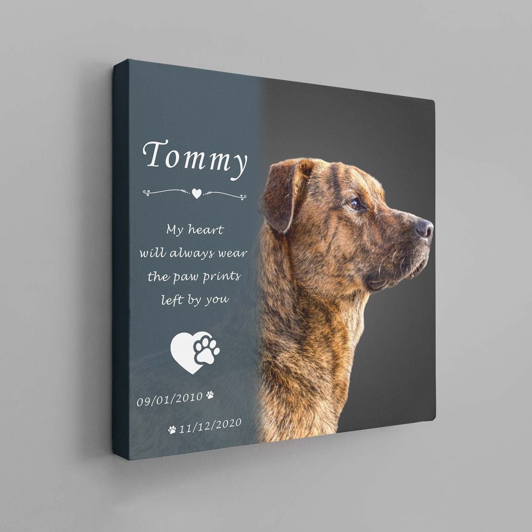 Personalized Custom My Heart Photo Collage Dog Pet Memorial Canvas Art