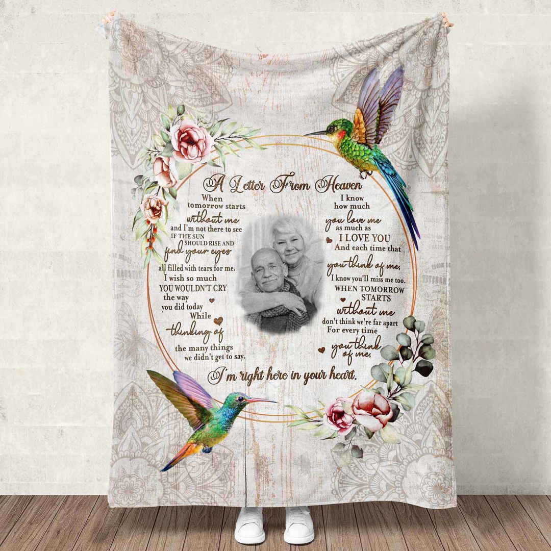 Personalized Memorial Photo Hooded Blanket With Soft Fleece Lining - Memorial Gift Idea For Loss Mom - All I Want Is For My Mom In Heaven To Know How Much I Love & Miss Her