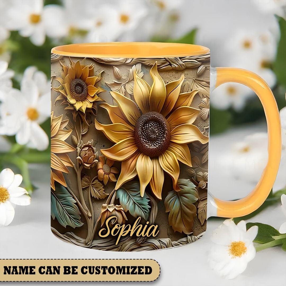 Beautiful Sunflower Vintage 1 Personalized Accent Mug Soul Flower Child
