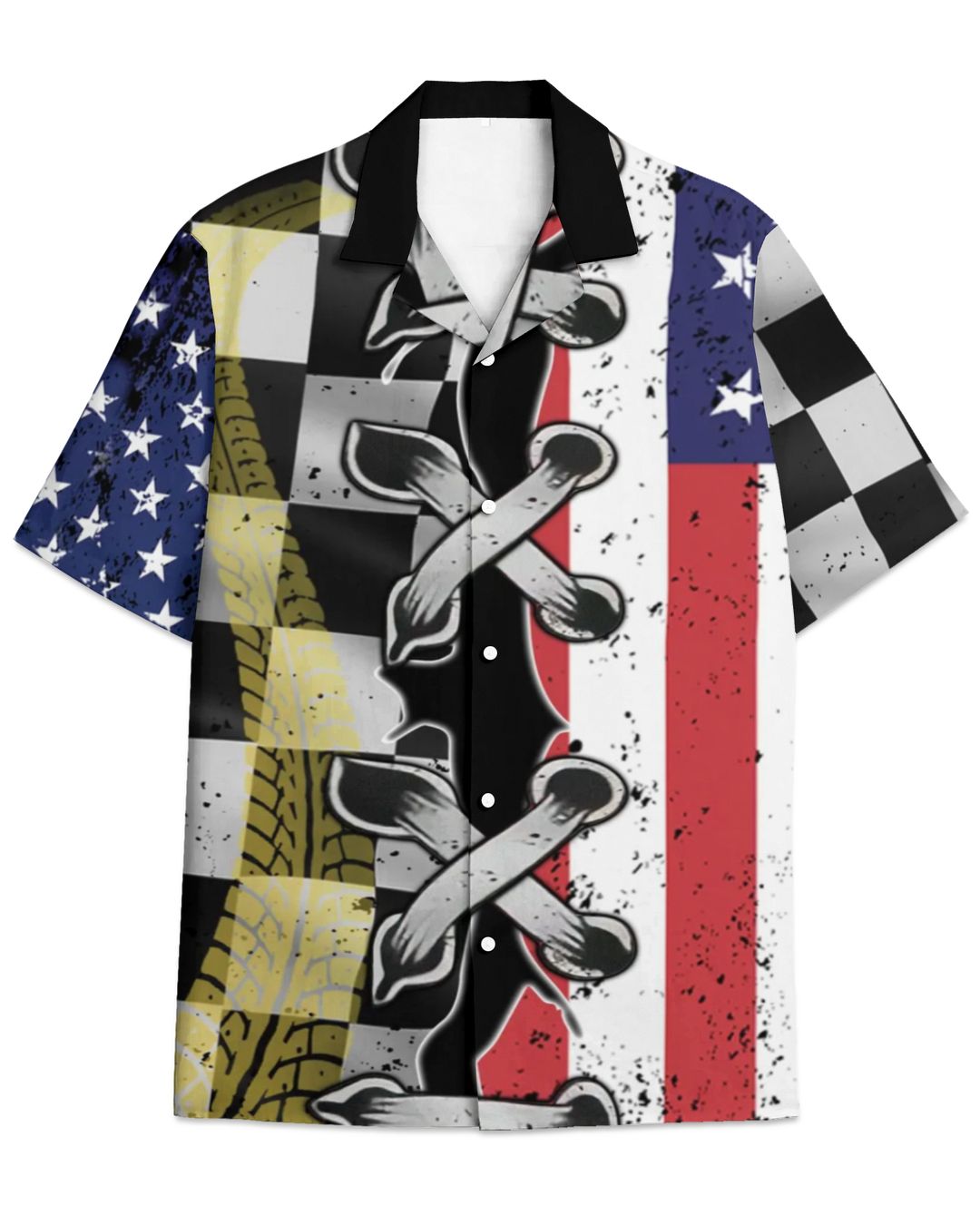 American Flag Dirt Track Racing Hawaii Hawaiian Shirt | SenPrints