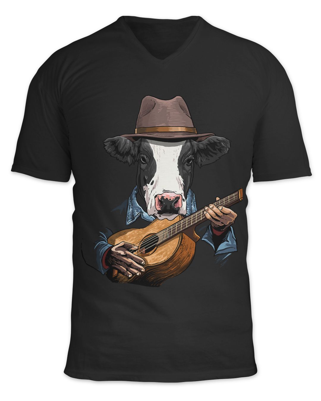 Acoustic Guitar Cow Guitar Player Farm Animal Guitarist 45