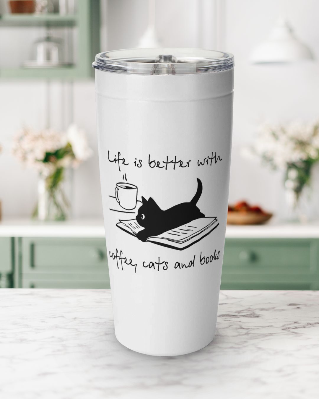 Life Is Better With Coffee, Cats And Books Drinkware