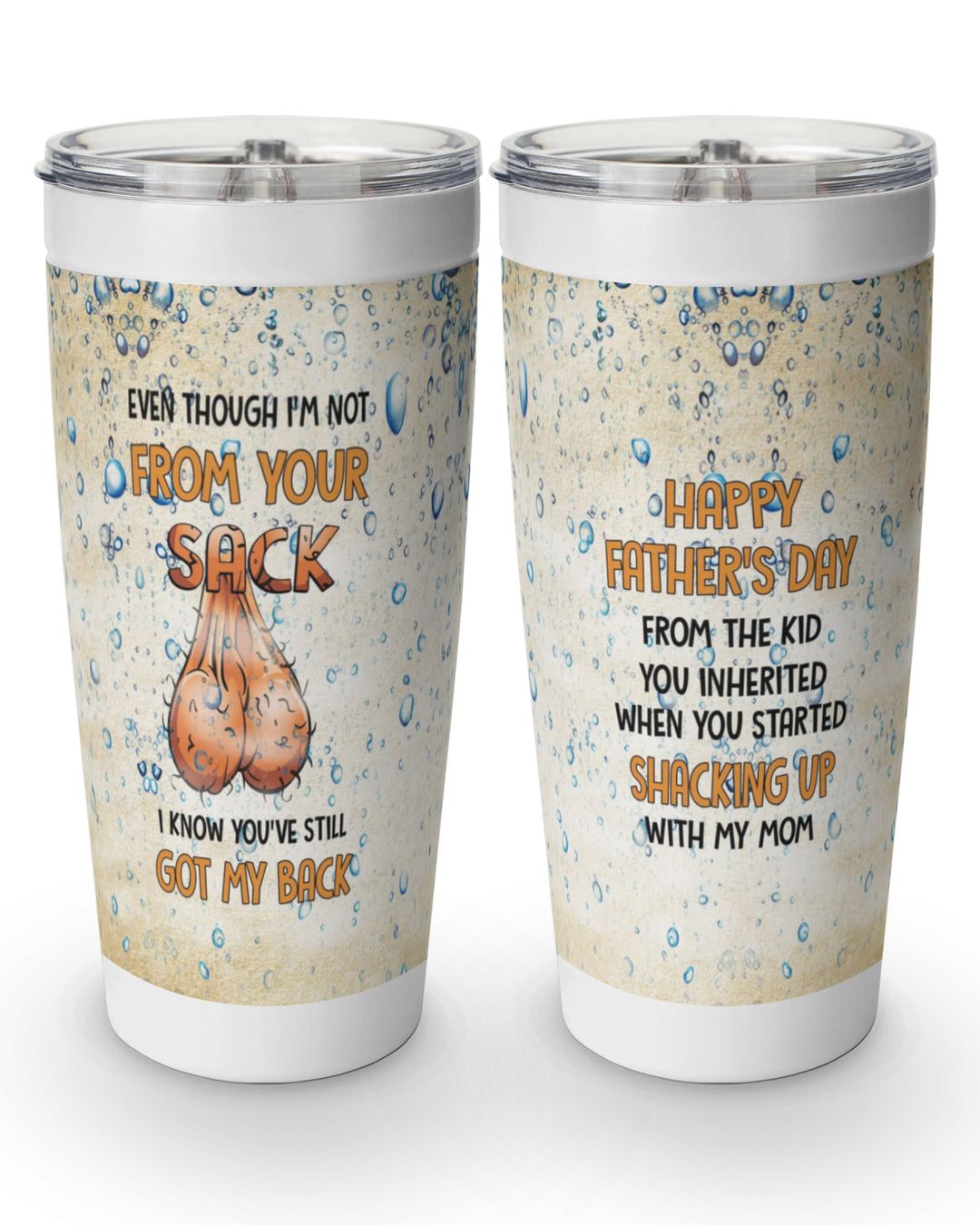 Personalized Step Father Soda Can Tumbler - Gift Idea For Father's Day - Even Though I'm Not From Your Sack I Know You've Still Got My Back