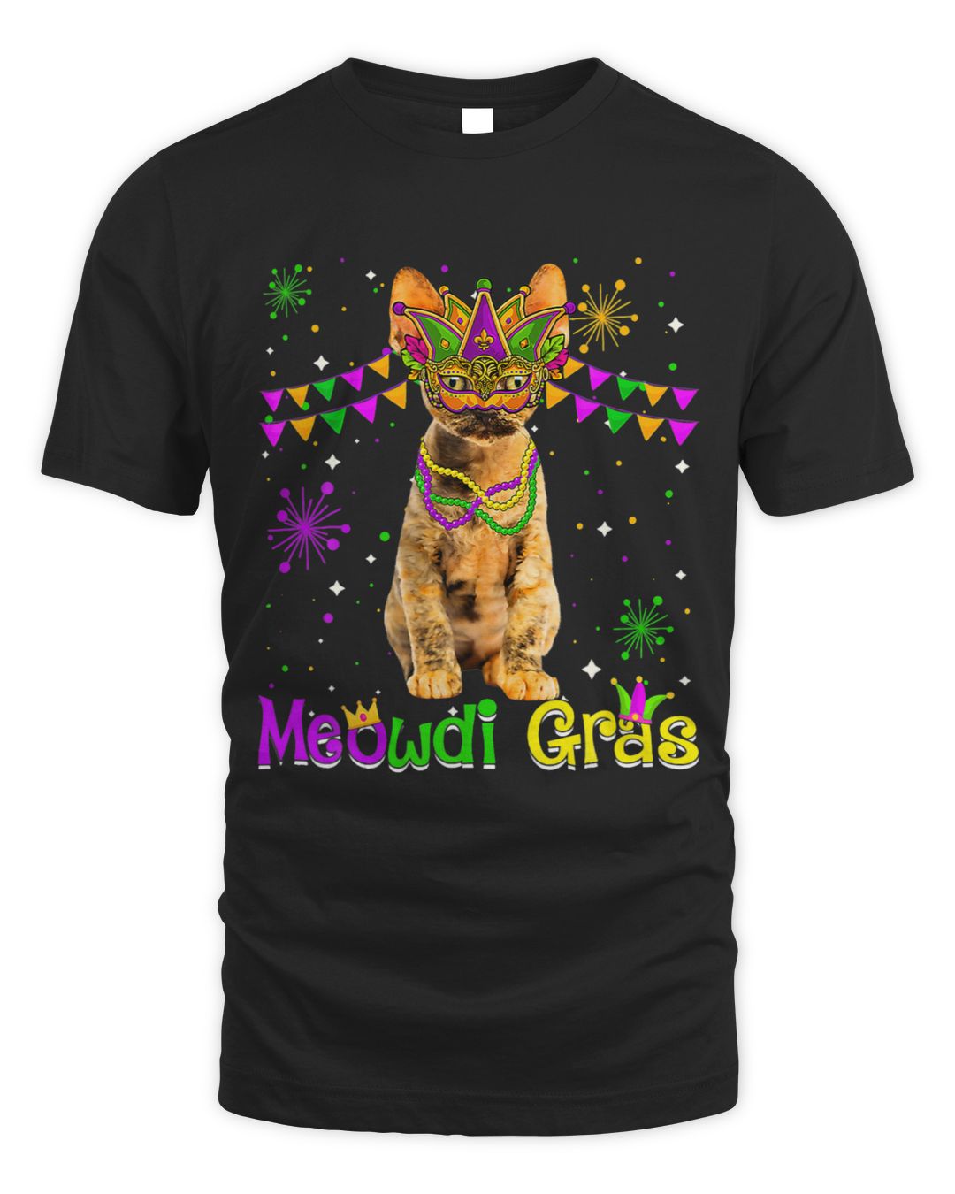 Mardi Gras Cat Lover Cute Devon Rex Cat Carnival Mask