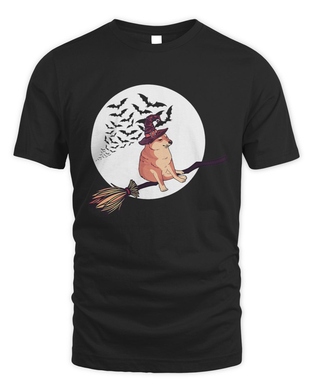 FUNNY CHEEMS DOG MEME HALLOWEEN MOON WITCH BROOM CHEEMS MEME | SenPrints