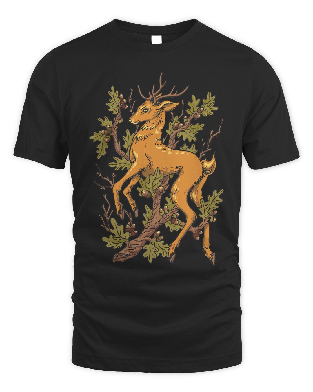 Cottagecore Aesthetic Deer and Oak Drawing Retro Cute SenPrints