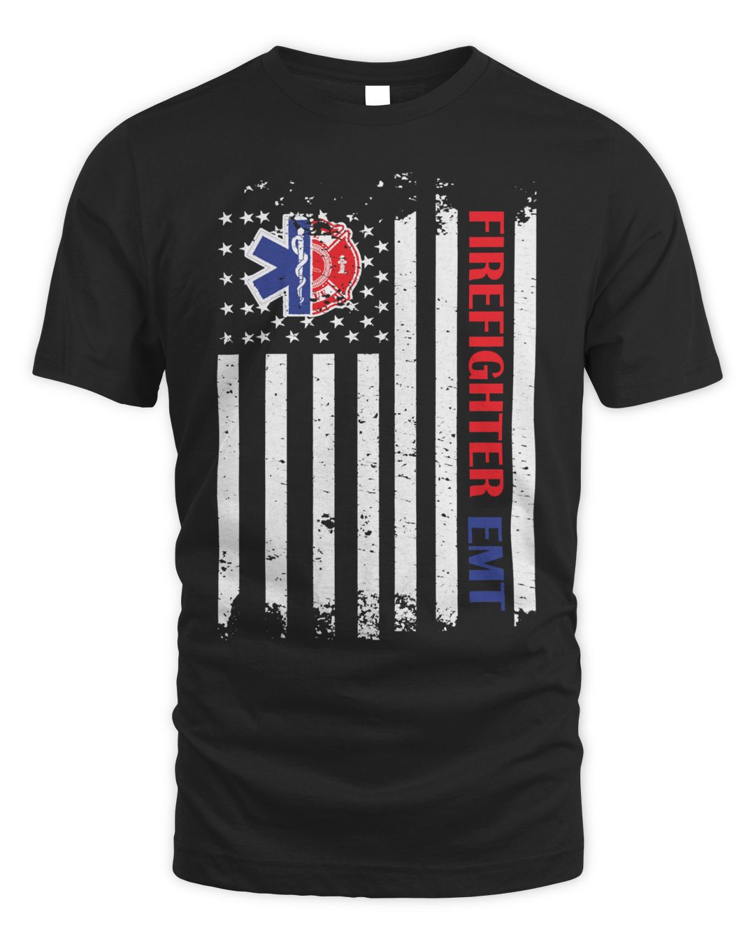 Firefighter Emt Us Flag Firefighter Paramedic Ems T Shirt SenPrints
