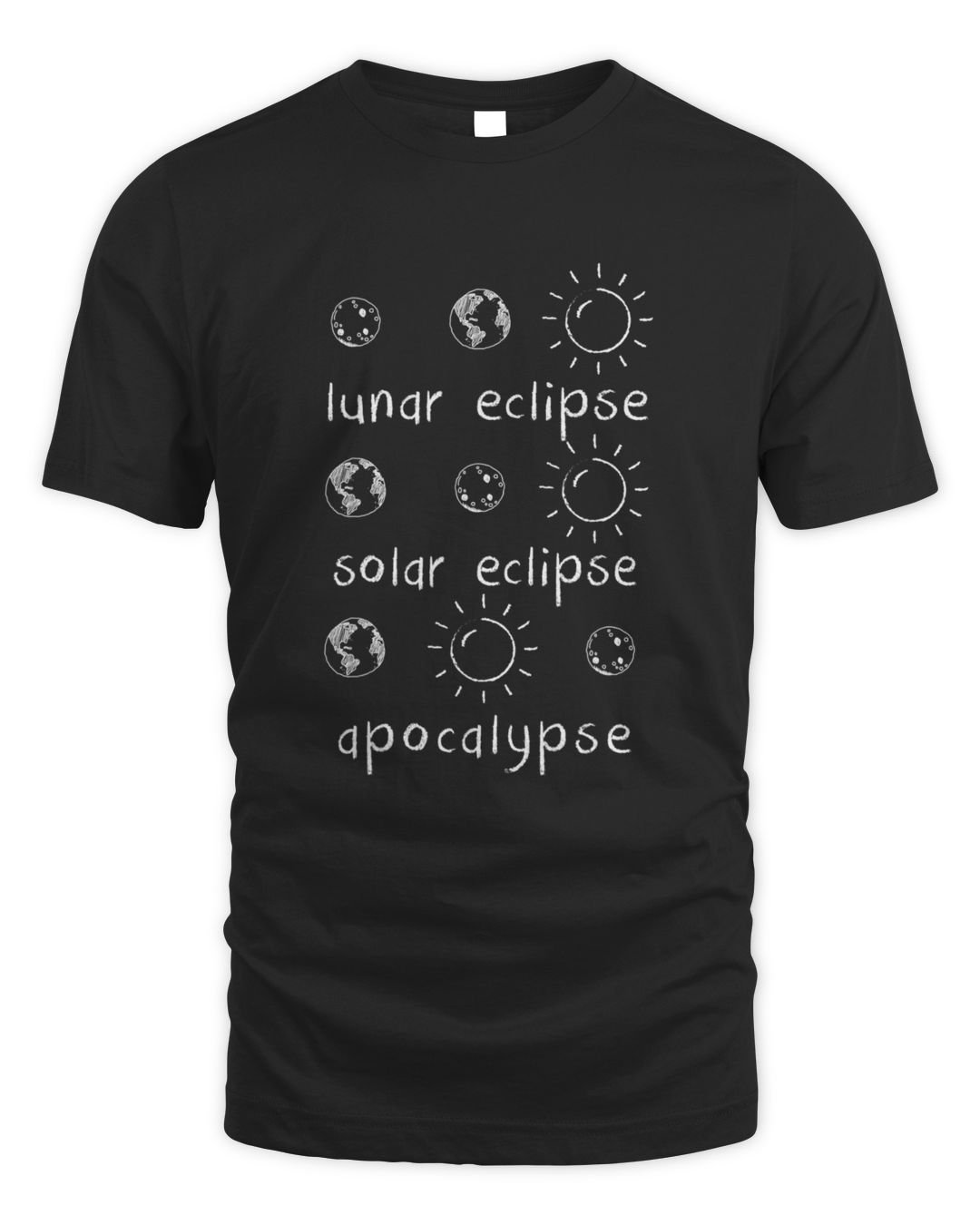 Lunar Solar Eclipse and Apocalypse Funny Science T-shirt | Ducon Space