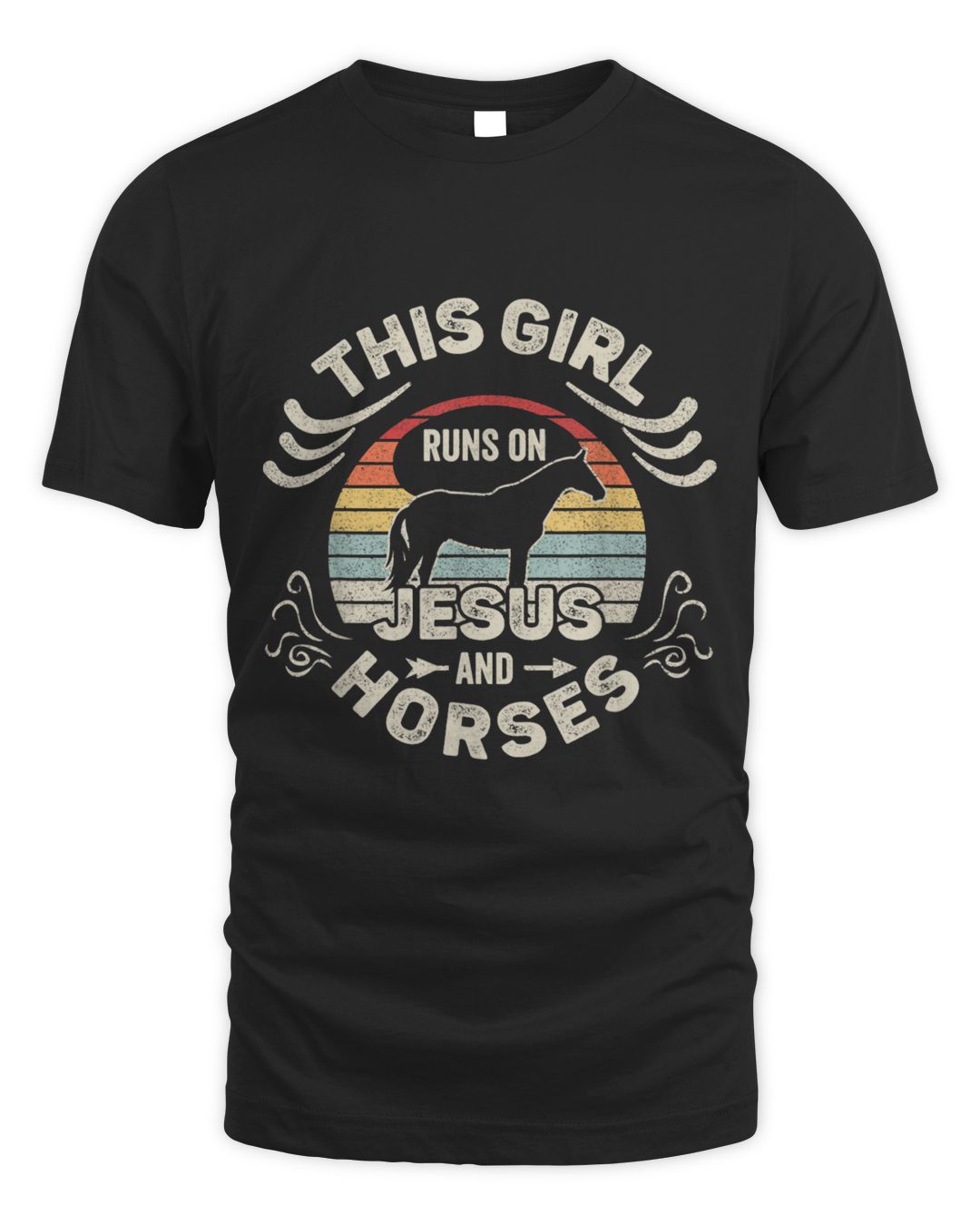 Vintage Retro This Girl Runs On Jesus And Horses Horse